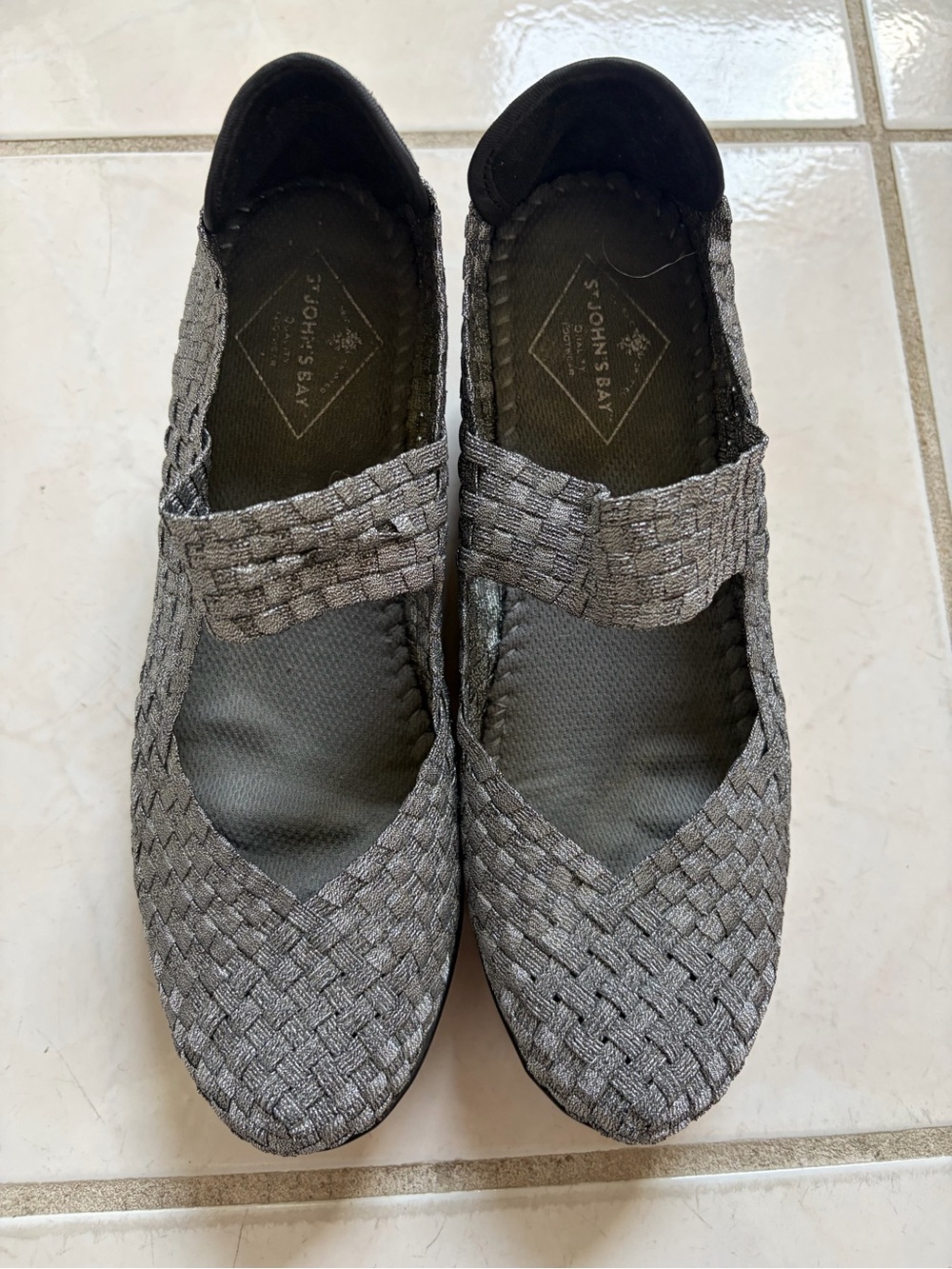 St. John's Bay Silver Woven Mary Jane Flats